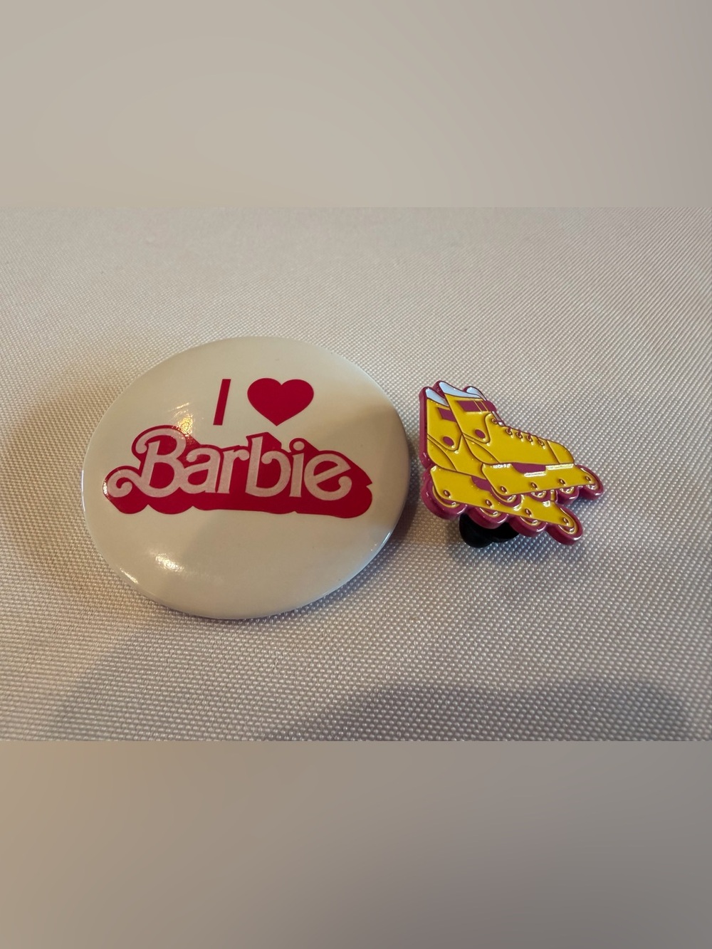 Barbie 2023 Movie Release Button and Roller Skate Pin Set